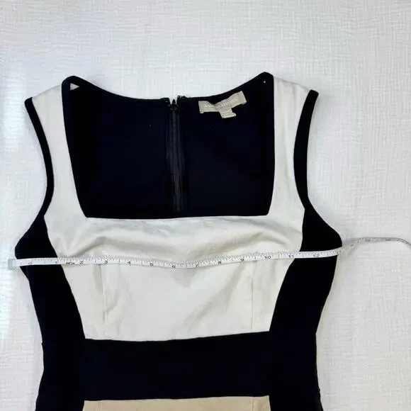 Banana Republic Sloan Colorblock Dress Black Cream Women’s 2P Petite Officewear - Picture 6 of 16